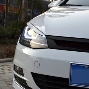 Cejas para faros delanteros en negro brillante para Volkswagen Golf 7, calcomanías de aluminio, accesorios exteriores - Product Image 2
