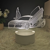 Lampe de nuit 3D moderne de haute qualité pour voiture de sport, contrôle tactile 3 couleurs, lampe décorative USB, vente directe d'usine pour les amateurs d'anime