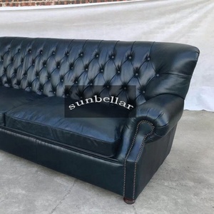Bộ Sofa Phòng Khách Phong Cách Châu Âu <span class=keywords><strong>Chesterfield</strong></span> Da Thật Da Đỏ Bộ Sofa Sofa Cao Wing Back Sofa Da Hiện Đại - Product Image 5