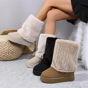Bottines tendance d'hiver pour femmes, bottes en fourrure, plateforme, semelle épaisse, imperméables, bottes de neige pour femmes, doublées de polaire, chaudes, pour l'extérieur - Product Image 2