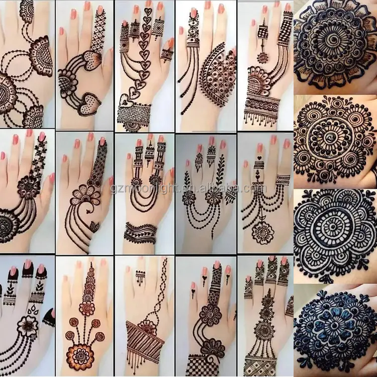 Hot Sale Blooming Rose Indien Henna Tattoo Schablone Wieder verwendbare Hand & Fuß Körper Kunst Tattoo Vorlage