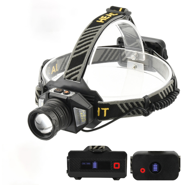 Portable LED Headlamp with Dual Light Source High-Power White Laser Waterproof Outdoor Camping USB Charging Headlight