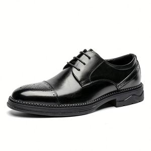 Nouvelle collection d'automne, chaussures en cuir pour hommes de style britannique avec semelles épaisses, chaussures de ville en cuir véritable, style coréen - Product Image 2