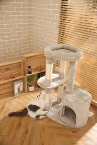 マルチレベル猫の木コンド付きトールキティクライミングタワー大型猫用プラットフォーム運動用 - Product Image 4