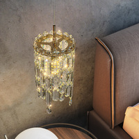 Luminaire suspendu moderne en cristal pour îlot de cuisine, chambre à coucher, chevet, luminaire suspendu en cristal K9 de luxe, cadre en fer doré, luminaires LED