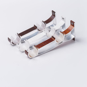 Wholesale Manufacturer Extendable Bathroom Aluminium Alloy Double Bracket Wood Finials Rod <b>Curtain</b> for Home Decor - Product Image 5