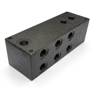 บล็อกแมนิโฟลด์ไฮดรอลิกแบบกำหนดเองที่ผลิตด้วยเครื่อง CNC |   ผู้ผลิตบล็อกวาล์วไฮดรอลิกอะลูมิเนียม |   ท่อร่วม (แมนิโฟลด์) แบบ SAE BSPP NPT CETOP - Product Image 1
