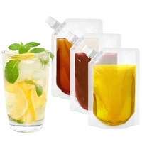 Pochettes souples transparentes personnalisables avec bec verseur, capacités 100-200 ml, imprimées en héliogravure pour le remplissage et le stockage de jus