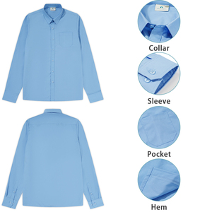 Chemises d'uniforme scolaire bleu clair pour garçons et filles, en <span class=keywords><strong>coton</strong></span> et polyester tissé, chemises unies pour enfants pour tenue scolaire formelle - Product Image 2