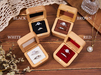 Boîte à bagues en bois 2 fentes bijoux bague boîte-cadeau bague Vintage présentoir étui pour cérémonie de mariage proposition fiançailles