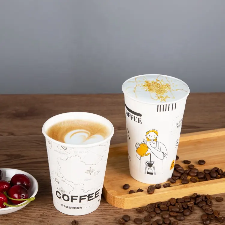 LOKYO custom logo printed PE coated take away styrofoam insulated hot drinks jolly cups coffee 3D paper cup