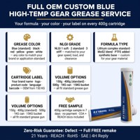Grasa para Engranajes de Alta Temperatura Azul, Cartucho de 400g, NLGI 2 3, Punto de Fluidez 270C, para Servomotor, Caja de Engranajes, Rodamientos de Robot, REACH, RoHS |   OEM Personalizado
