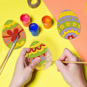 Ornements en bois non finis en forme d'œufs de Pâques avec corde de chanvre pour la décoration suspendue de la maison, des fêtes et les loisirs créatifs DIY, cadeau pour enfants - Product Image 2