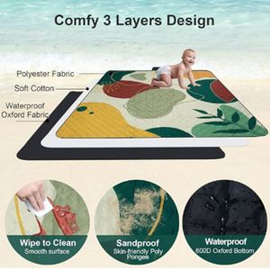 Portable 4 Seasons Foldable Waterproof Ultrasonic Quilted Oxford Picnic Blanket 200x200cm Family Beach <b>Rug</b> Glamping - Product Image 3