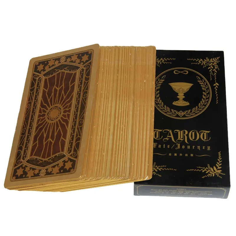 Kartu Tarot Oracular Custom Destiny Tarot Set Kartu Permainan Papan Inggris Kartu Tarot Emas