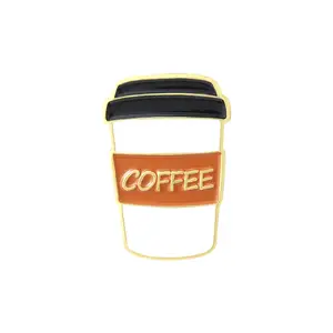 Insigne d'épinglette de boisson en forme de tasse personnalisée bon marché épingle à café en métal émail doux pour sacs à dos