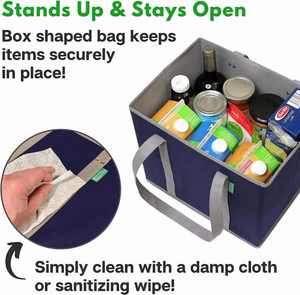 Heavy Duty Reusable <b>Large</b> Non-woven Grocery Bag Foldable Shopping Cart Organizer 3 <b>Pack</b> - Product Image 2