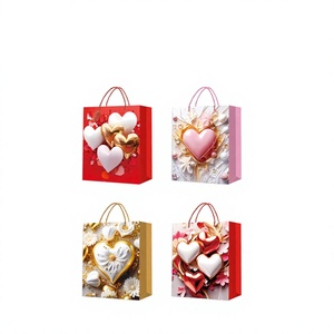 33145 Reusable Plastic Flat Heart Shaped Large Gift Bag for Valentine's Day - Product Image 1