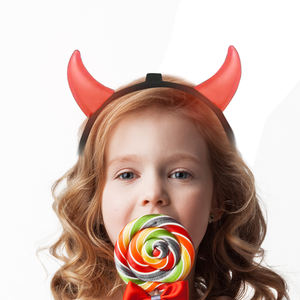 نيون جلو أحمر تضيء قرون الشيطان أدى عصابة رأس وامض قرن الشيطان الصغير هوبر للكبار زينات الحفلات والحفلات الموسيقية حزمة السائبة - Product Image 1