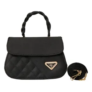 Borsa a tracolla luccia nera Fana in vendita borsa a tracolla di grande capacità per le signore in velluto a coste in pelle