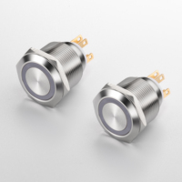 Interrupteur à bouton-poussoir en acier inoxydable 22 mm 5A IP65, à maintien ou momentané, pour poste de commande d'équipement