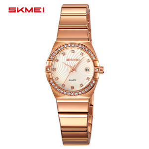 Skmei Women's Quartz Watch Analog Diamond Set Stainless Steel Strap Calendar Display 10.2mm Thickness 50m Waterproof - Product Image 5