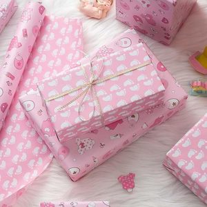 Baby Shower Wrapping Paper Pink double-sided wrapping paper Cute Daily Light Pink Small Clothes Gift Wrapping Paper for girl - Product Image 1