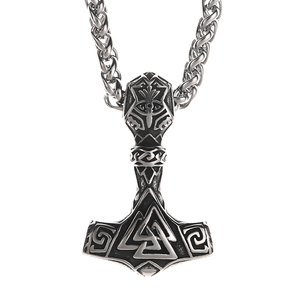Collier Marteau de Thor Viking en Acier Inoxydable 316L, Pendentif Mjolnir <span class=keywords><strong>Mythologie</strong></span> Nordique, Bijoux Nordiques Vintage pour Cadeau - Vente en Gros - Product Image 1