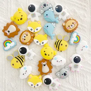 Perline focali in Silicone all'ingrosso BPA Free Baby massaggiagengive bracciale catena perline allentate Cartoon Animal Shape Baby dentizione Beads