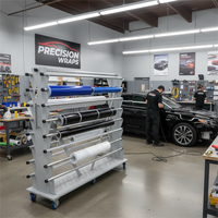 Présentoir de rouleau de tapis en métal moderne personnalisé présentoir de rouleau PPF support de support de stockage fenêtre teinte vinyle film produit pour voiture