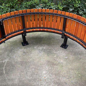 Заводская уличная большая круглая уличная скамья Индивидуальный размер деревянная скамья оцинкованная стальная прочная садовая скамья деревянная со спинкой - Product Image 6