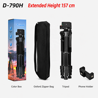 Trépied photo en aluminium de 1,59 m avec support pour téléphone, support portable pour appareil photo reflex numérique et hybride pour diffusion en direct, selfies et enregistrement vidéo