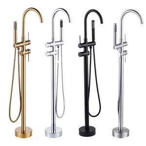 Grifo de bañera de montaje en suelo, relleno de bañera independiente, <span class=keywords><strong>grifos</strong></span> de ducha de alto flujo, <span class=keywords><strong>grifos</strong></span> mezcladores de ducha, caño giratorio de cuello de cisne Wi - Product Image 1