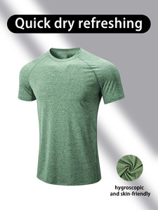 Camiseta Deportiva de Verano para Hombre, Estilo Europeo Americano, Tejido Transpirable de Secado Rápido, Cuello Redondo, Corte Ajustado, Elástica, Informal - Product Image 2