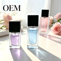 Flacons de parfum en verre rectangulaires OEM personnalisés 30ml/50ml/100ml avec pulvérisateur, couleur personnalisée, marquage à chaud, personnalisation rapide en 3 jours