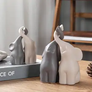 2pcs सिरेमिक हाथी जोड़ों मूर्तियों मूर्तिकला सजावटी पशु गहने प्रतिमा कला शिल्प घर डेस्क सजावट के सामान