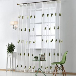 100% Polyester Cây Giáng Sinh Trắng Sheer Rèm Cửa Thêu Vải Tuyn Sheer Rèm Vải Rèm Cửa Cho Phòng Ngủ Phòng Khách - Product Image 1