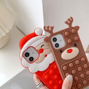 Feliz Navidad-funda de silicona para teléfono móvil, carcasa con Relieve a presión para Iphone <span class=keywords><strong>12</strong></span> 13 Pro Max Xr Xs X 8 <span class=keywords><strong>7</strong></span> 6 - Product Image 3