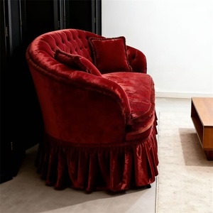 Canapé Yicheng Beauty de style Empire français pour salon, capitonné <span class=keywords><strong>à</strong></span> boutons, rouge, avec pompons, idéal pour hall d'hôtel, en vente - Product Image 4