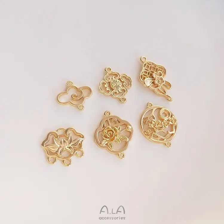 14K Gold plattiert chinesischer Stil Glück-Anhänger Charms Diy handgefertigte Zubehör Diy Ohrringe Armband Anhänger für Schmuckherstellung