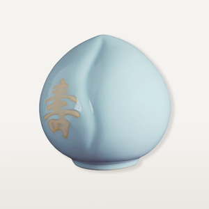 Figurine en porcelaine faite à la main, sculpture chinoise de pêche de longévité de céladon de four de Ru, ornement en céramique pour la décoration à la maison et le cadeau - Product Image 2