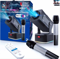 Proyector HCS350 Plus con Gamepad, 1080P, Juegos + Karaoke + Micrófono Estéreo, Android Wifi, Mini Smart TV, Cine en Casa, Proyector HCS350 KTV