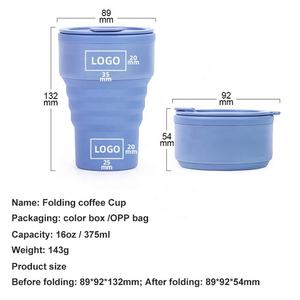 Vente en gros 375Ml Coloré Portable Silicone Pliant Télescopique Pliable Tasse À Café Voyage Pliant Silicone Eau Tasse À Café - Product Image 4