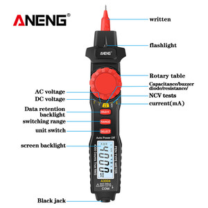 Multimètre numérique haute définition A3004 avec affichage stylo pour tension et courant CA, diode, NCV, entretien et test de véhicules - Product Image 1
