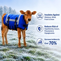 Nouveau gilet de protection abdominal épaissi pour veau, usage agricole, chaud, imperméable, en tissu Oxford, 20 mm, double boucle Velcro, sur mesure, bleu pour
