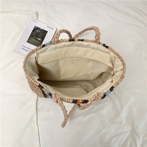 JIANUO Nuevas Bolsas de Mano de Paja Tejida de Gran Capacidad para el Verano, Bolsas de Playa Esenciales para <span class=keywords><strong>Viajes</strong></span> - Product Image 3