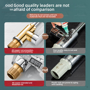 Robinet de cuisine tout en cuivre Wayon Tête d'eau froide et chaude à double fonction avec jet anti-éclaboussures et capacité de rotation à 360 degrés - Product Image 4