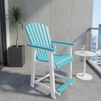 Tabouret de bar extérieur moderne en HDPE résistant aux UV, chaise haute Adirondack imperméable, mobilier de patio anti-décoloration pour parcs, hôtels et complexes hôteliers