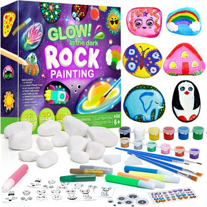 Ensemble de jeu de peinture sur roche qui brille dans le noir Jumon pour les enfants de 7 à 12 ans avec du papier, du plastique et des galets lumineux - Jouet de dessin créatif JBK-49 - Product Image 4
