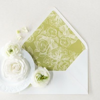 Juego de Invitaciones de Boda de Papel de Algodón Texturizado Floral Verde Salvia y Blanco de Lujo, Cinta de Organza, Sello de Cera, Sobre, Impresión Personalizada
